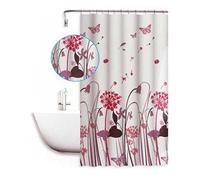 Vetrineinrete® Tenda per doccia vasca da bagno impermeabile pvc 12 ganci decorata con fiori e farfalle 200x180 cm