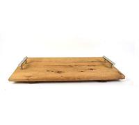 Vetrineinrete® Vassoio in legno rettangolare con manici in metallo per aperitivi servire Finger Food antipasti (32x16 cm) P74