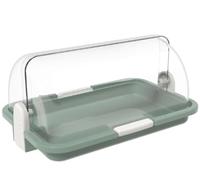 Vetrinetta 30x20 h14 vassoio verde da portata banco cupola trasparente Contenitore Espositore per Alimenti Plastica Atossica per Hotel Ristoranti Bar B &B Catering Buffet