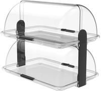 Vetrinetta Doppio Ripiano da Banco Trasparente BPA Free 38x26 h35 vetrina Contenitore Espositore per Alimenti Plastica Atossica per Hotel e Ristoranti Doppio Livello