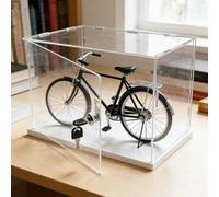 Vetrinetta Espositiva Cubi Espositivi Trasparenti Impilabili per Modellini di Auto, Scatola di Sicurezza In Acrilico per Gioielli, Organizzatore da Tavolo con Base Bianca(45x20x40cm(18"x8"x16"))