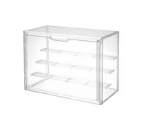 Vetrinetta Espositiva,Vetrina in Acrilico Trasparente,Vetrina con Magnetico Porta e Scaletta 3 Gradini,Antipolvere Display Box per Action Figures,Modellini e Oggetti da Collezione (36×27×17,7cm)