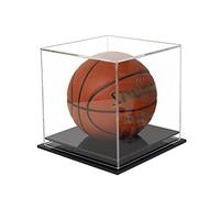 vetrinetta in vetro， vetrina in vetro Scatola protettiva antipolvere trasparente, cubo portaoggetti for giocattoli da collezione di basket, action figure, supporto da banco for negozio di casa(Black)