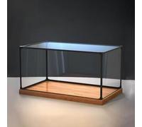 vetrinetta in vetro, vetrina in vetro Scatole in acrilico trasparente for esposizione di oggetti da collezione, contenitore antipolvere a cubo con base in legno, scatola trasparente impilabile for esp