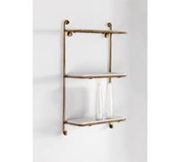 Vetrinetta Mensola doppia due piani da bagno Vintage RETRO' Dimensioni 30x12x h49 cm Linea Nostalgica bronzo, lottone bronzo