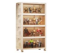 Vetrinetta per Collezionismo da Terra Vetrina Espositiva Pieghevole In Plastica con Installazione Gratuita Mobilettos Espositivo Portaoggetti con Ruote per Legos, Figurine, Modellino(30x45x99cm)