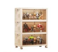 Vetrinetta per Collezionismo da Terra Vetrina Espositiva Pieghevole In Plastica con Installazione Gratuita Mobilettos Espositivo Portaoggetti con Ruote per Legos, Figurine, Modellino(46x70x118.9cm)