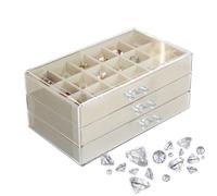 Vetrinetta Per Pietre Preziose - Contenitore per Cristalli e Valigetta da Viaggio | Organizzatore da Esposizione con 54 Scomparti per Fossili Minerali Conchiglie Miniature Ideale per Regali di Natale