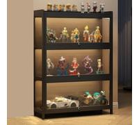Vetrinetta Plexiglass Trasparente con Luce LED Vetrina Espositiva per Collezionismo con Antas a Cassetto con Chiusura per Collezione, Antipolvere Teca Espositiva(Black,70x32.4x106cm)