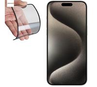 Vetro 3D anti-rottura con bordo in gomma Evelatus per Apple iPhone 15 Pro Max, colla giapponese, nero,