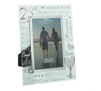 Vetro 6 x 4 Foto Cornice con Specchio Numero & Glitter Lettere - 25th