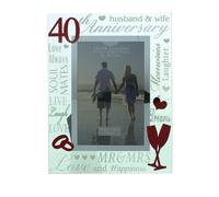 Vetro 6 x 4 Foto Cornice con Specchio Numero & Glitter Lettere - 40th
