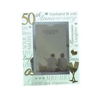 Vetro 6 x 4 Foto Cornice con Specchio Numero & Glitter Lettere - 50th