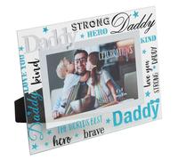 Vetro 6 x 4 Foto Cornice con Specchio Vetro E Brillantini Lettere - Daddy