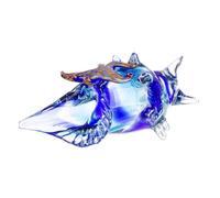 Vetro Art oggetto decorativo conchiglia con stella marina - blu - altezza 14 cm, larghezza 31 cm - vetro - figura decorativa