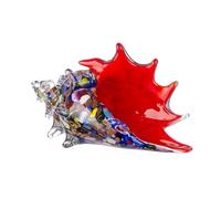 Vetro Art oggetto decorativo conchiglia - Multicolore, Rosso - Larghezza 27,5 cm - Vetro - Figura decorativa - Accessori per la casa