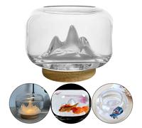 Vetro Betta Fish Bowl Snow Mountain Goldfish Aquarium Mini Fish Tank Trasparente