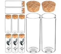 Vetro Borosilicato Provette con Tappo in Sughero 10 Pezzi | Riutilizzabili e Facili da Pulire, Chiusura Sigillata, per Arte e Gioielli, Aiuta Contro L'umidità
