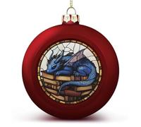 Vetro colorato di un drago blu ornamenti di Natale infrangibili da appendere palle di Natale per la decorazione dell'albero di Natale rosso palle per albero di Natale per feste di nozze