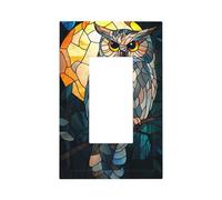 Vetro colorato gufo saggio con interruttore della luce luna piena piastra da parete copertura piastra frontale singolo bilanciere 1 banda decoratore presa coperture per la casa cucina camera bagno