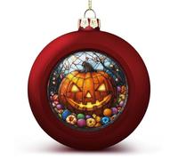 Vetro colorato Halloween sorridente zucca ornamenti di Natale infrangibile appeso rosso albero di Natale palle per albero di Natale decorazione festa di nozze
