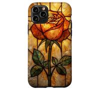 Vetro colorato Rose Design Radiant Golden Light Botanical Art Custodia per iPhone 11 Pro