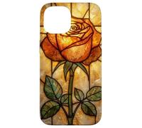 Vetro colorato Rose Design Radiant Golden Light Botanical Art Custodia per iPhone 15