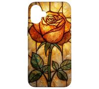Vetro colorato Rose Design Radiant Golden Light Botanical Art Custodia per iPhone 16 Plus