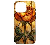 Vetro colorato Rose Design Radiant Golden Light Botanical Art Custodia per iPhone 16 Pro