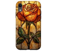 Vetro colorato Rose Design Radiant Golden Light Botanical Art Custodia per iPhone XR