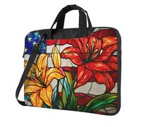 Vetro colorato Rosso Giallo Lilly Fiore Laptop Bag Laptop Case 15.6 Pollice Computer Borse Imbottito Della Copertura Del Manicotto Per Le Donne Uomini