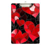Vetro colorato rosso nero San Valentino lettura appunti foro standard per calcio softball Coaching Dimensioni 9 x 12