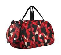 Vetro colorato Rosso Nero San Valentino Ragazza Palestra Duffel Bag con Scomparto Scarpe Grande Capacità Pernottamento Viaggio Weekender Tote per Ragazzi e Ragazze bolsa para hombre, vetro colorato