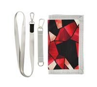Vetro colorato Rosso Nero San Valentino trifold portafogli per gli uomini clip di denaro per viaggio semplice casual uomini portafogli con cordino billetera para hombre, vetro colorato rosso nero San