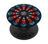 Vetro colorato stile mandala floreale blu estetica bohémien PopSockets PopGrip Adesivo
