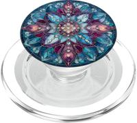 Vetro colorato stile mandala floreale blu estetica bohémien PopSockets PopGrip per MagSafe