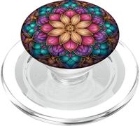 Vetro colorato stile mandala floreale blu estetica bohémien PopSockets PopGrip per MagSafe
