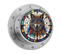 Vetro colorato Un con piume Timer da cucina per chef Orologio timer da cucina con allarme forte Non sono necessarie batterie Timer da tavolo meccanico Supporto magnetico