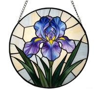 Vetro colorato viola blu fiore 20 cm colorato viola blu | Le vivaci tonalità viola blu, diffondono la luce calda per lo spettro, crea effetti visivi ipnotizzanti, diametro 20 cm