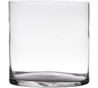 Vetro Decorativo, Vaso Cilindro Freddo Taglio H.19cm D.19cm Trasparente Rotondo