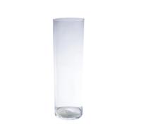 Vetro Decorativo, Vaso Cilindro Freddo Taglio H.50cm D.15cm Trasparente Tondo