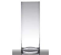 Vetro Decorativo, Vaso Cilindro Freddo Taglio H.50cm D.19cm Trasparente Tondo