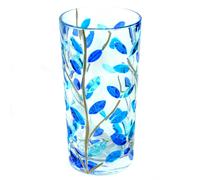 Vetro di Murano Bere Vetro Bicchiere Blu Oro Dipinto a Mano Fiore 398ml Venezia