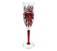 Vetro di Murano Champagne Flauto Rosso Dipinto a Mano Luce Stelo 22.5cm
