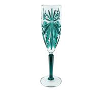 Vetro di Murano Champagne Flauto Verde Dipinto a Mano Scuro Stelo 22.5cm