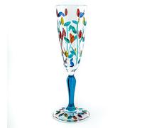 Vetro di Murano Champagne Multi Vino Azzurro Stelo Dipinto a Mano Fiore Venezia