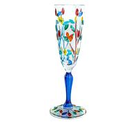 Vetro di Murano Champagne Multi Vino Blu Stelo Dipinto a Mano Fiore Venezia