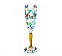 Vetro di Murano Champagne Multi Vino Giallo Stelo Dipinto a Mano Fiore Venezia