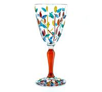 Vetro di Murano Vino Multi Arancione Stelo Dipinto a Mano Altezza 19cm Venezia