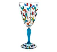 Vetro di Murano Vino Multi Azzurro Stelo Dipinto a Mano Altezza 19.3cm Venezia